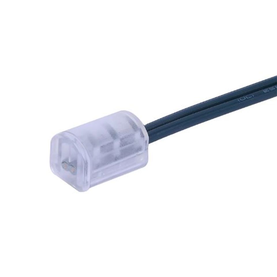 Termination Cap clear plastic small electrical connector on black wire NEI Distributors North Reading MA.