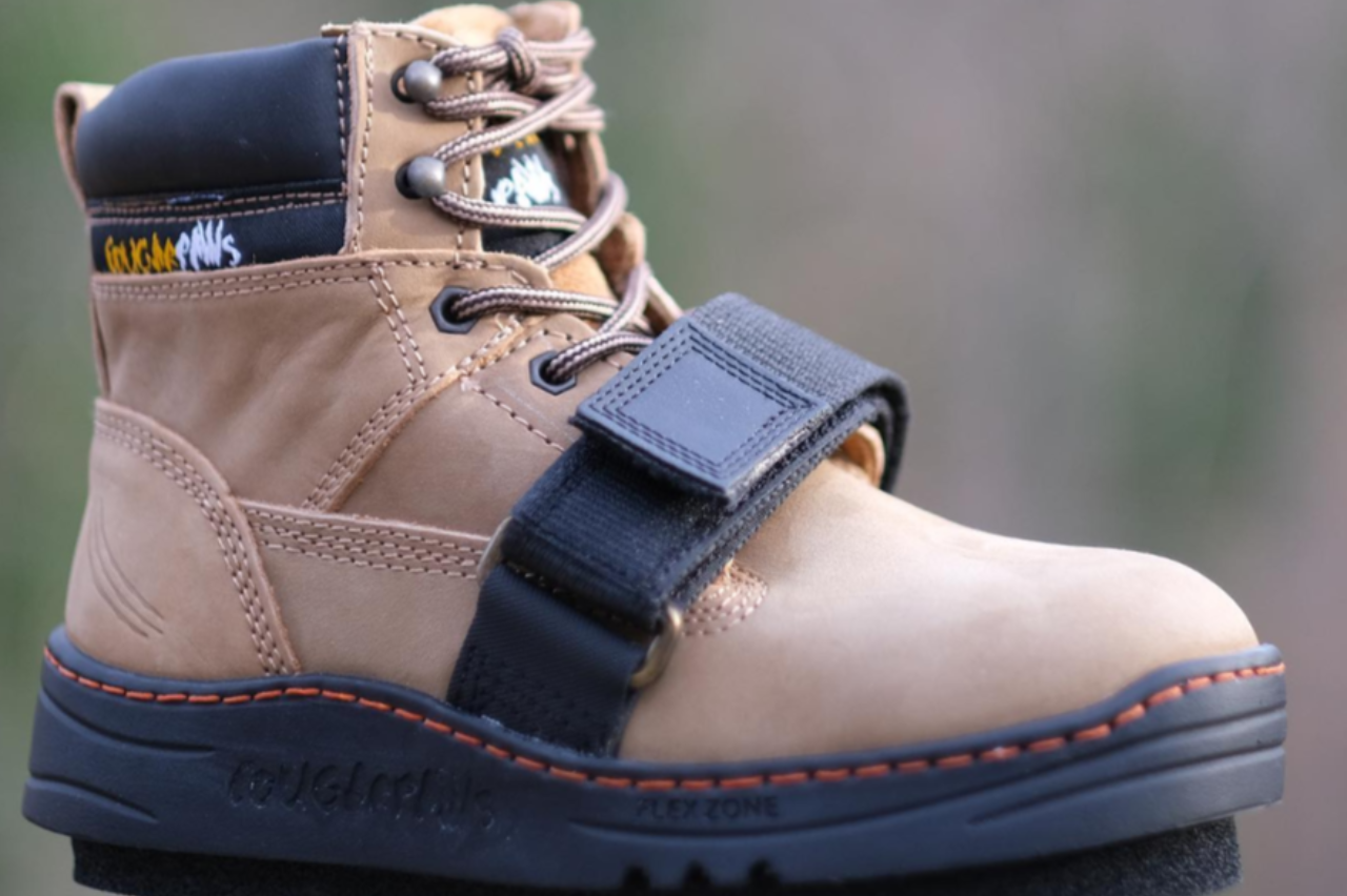 Cougar Paws tan work boot black orange details black strap safety NEI Distributors North Reading MA.