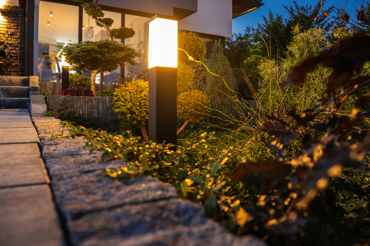 Landscape Lighting Warm White 12 Inch Pathway Stone Lined Outdoor NEI Distributors North Reading MA.